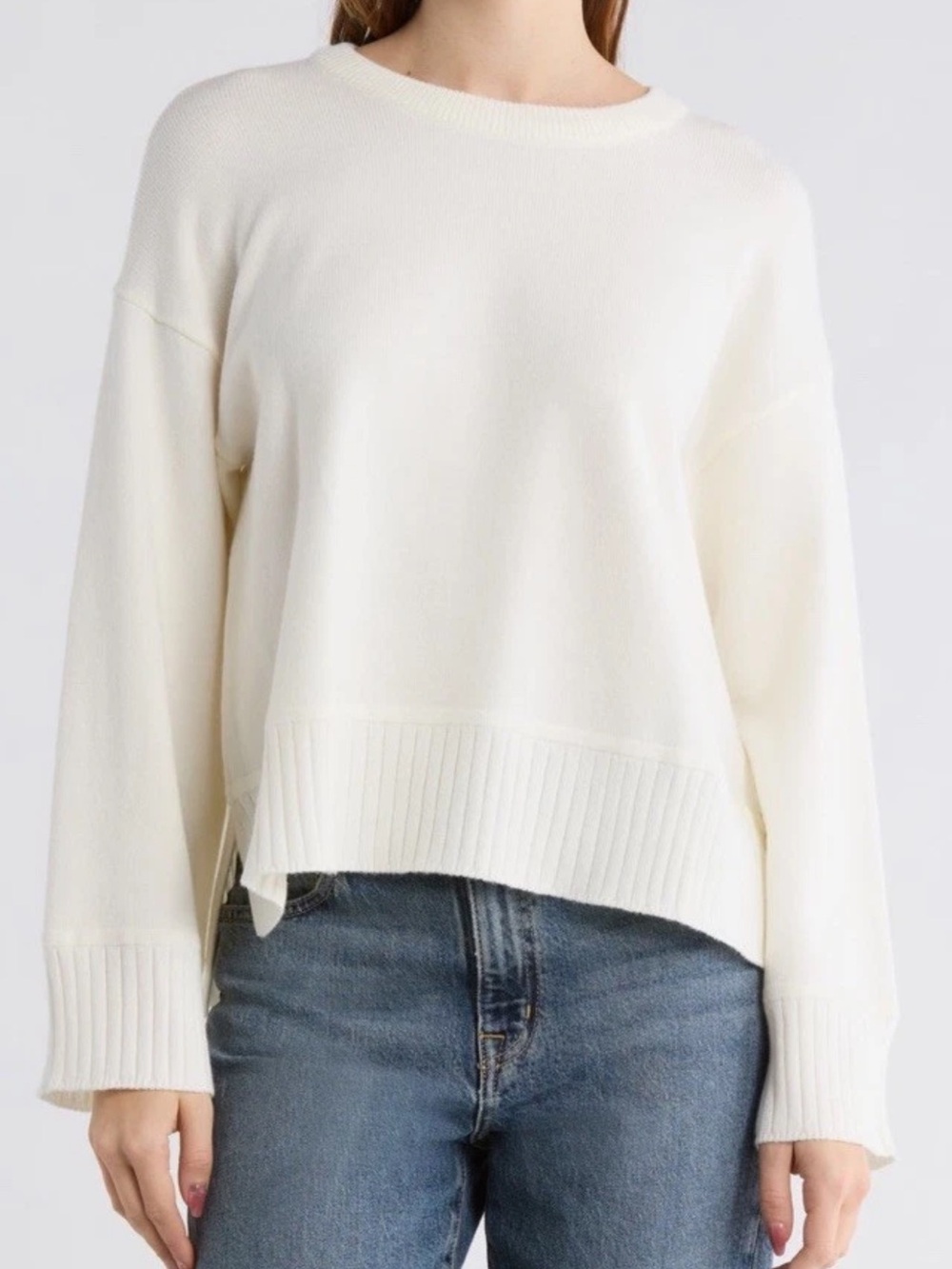 Vigoss Women's XL Ivory Knit Pullover Sweater Split Sides NWT